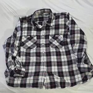 Lauren By Ralph Lauren Womens Black, White, and Pink Plaid Flannel Shirt 3X